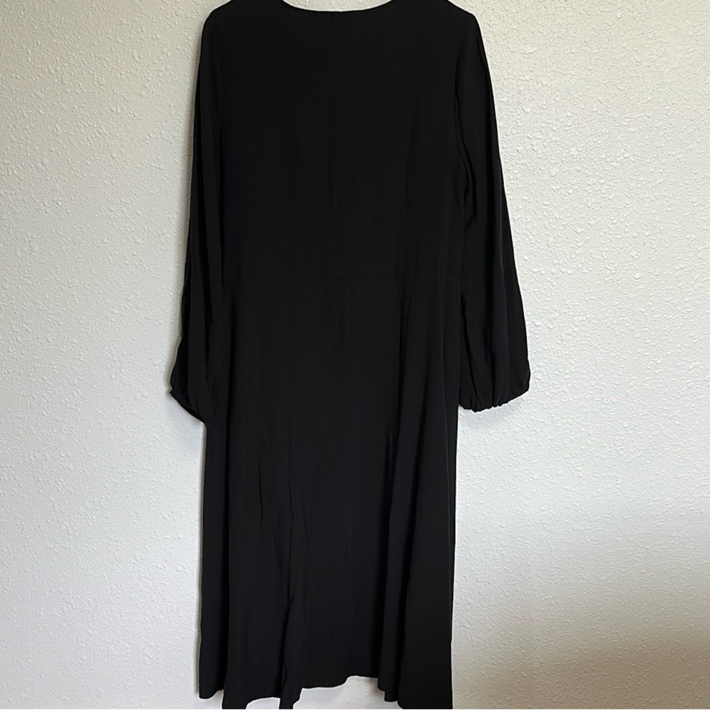 Nordstrom Black V-Neck Bishop Sleeve Dress Size Small - Picture 4 of 9